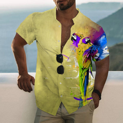 Parrot Print Aloha Shirt