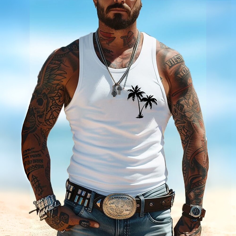 White Coconut Palm Vest Tee