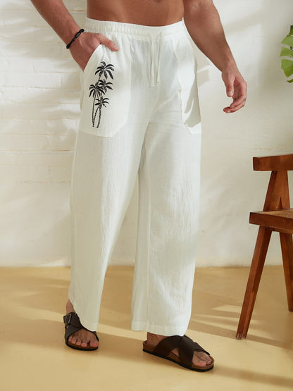 3D Coconut Tree Print Trousers