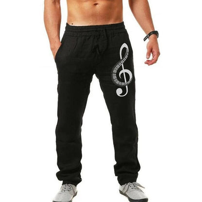 Instrument Print Elastic Summer Pants
