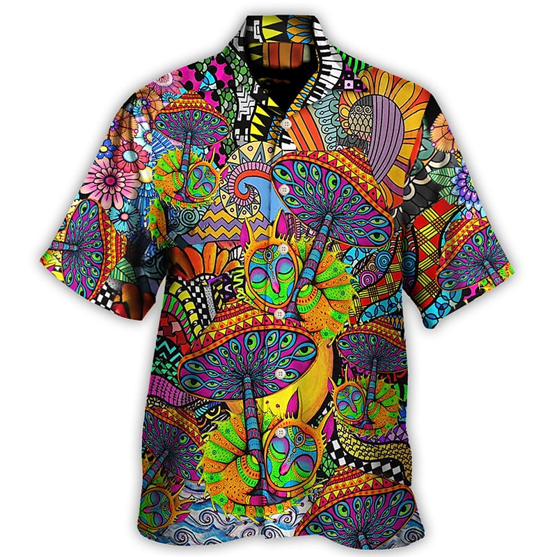 Aloha Hippie Colorful Mushroom Shirt