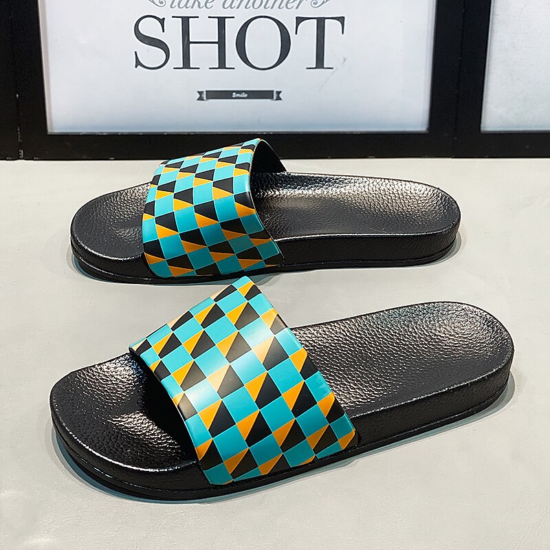 Vibrant Geometric Slide Sandals