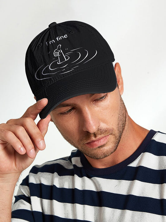 Navy 'I'm Fine' Snapback Cap