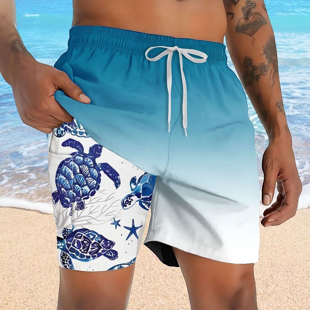 Gradient Turtles 2-in-1 Board Shorts