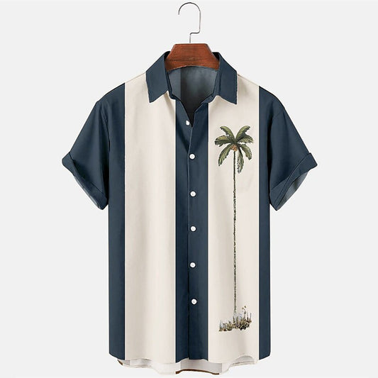 Color Block Coconut Tree Tropical Plants Shirt