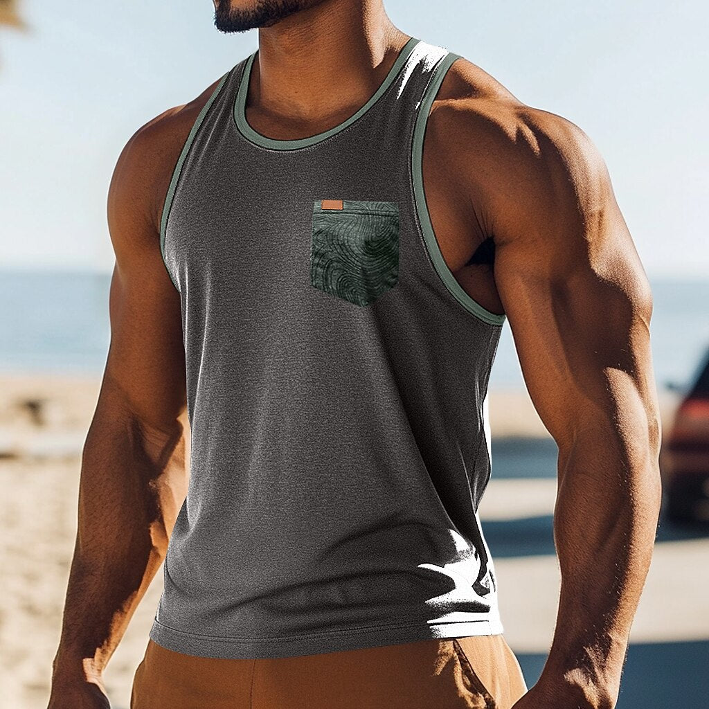 Sleeveless Muscle Tank with Pocket