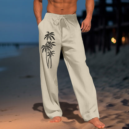 3D Coconut Tree Print Trousers