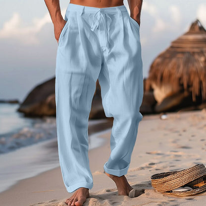 Classic Drawstring Pleat Summer Pants