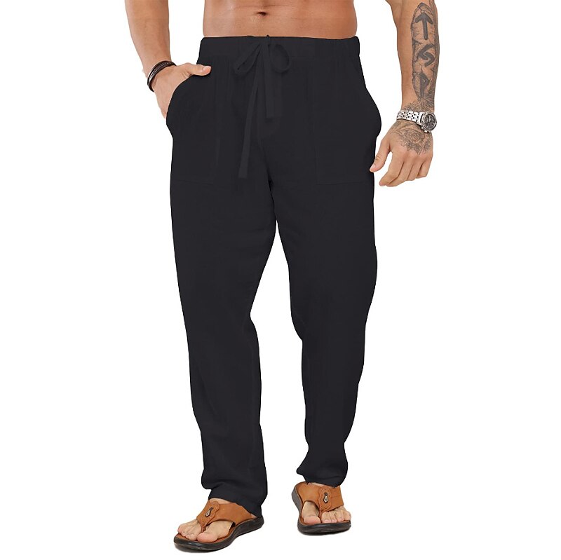 Linen Cotton Blend Beach Pants