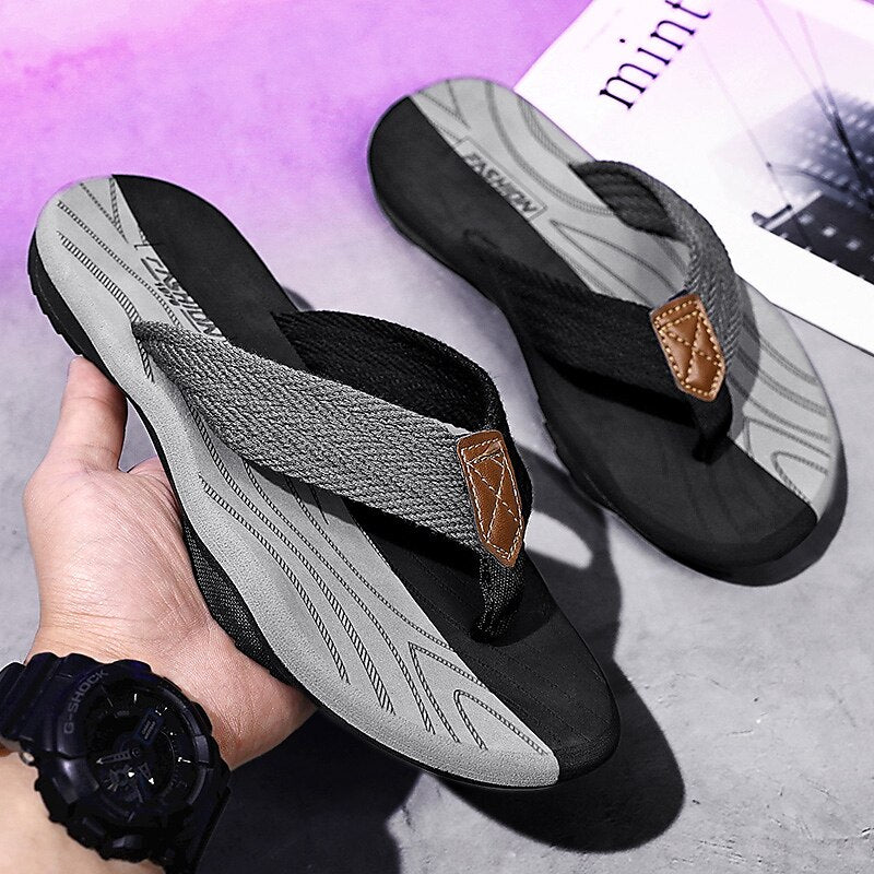 Casual Flip-Flops – Braided Straps & Textured Sole