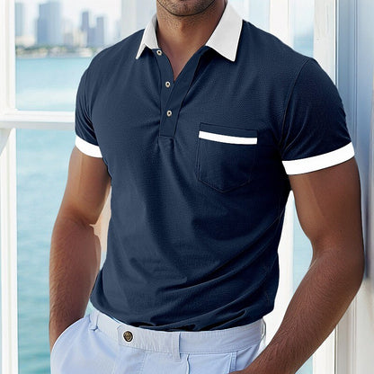 Colorblocked Casual Top Pique Polo Shirt