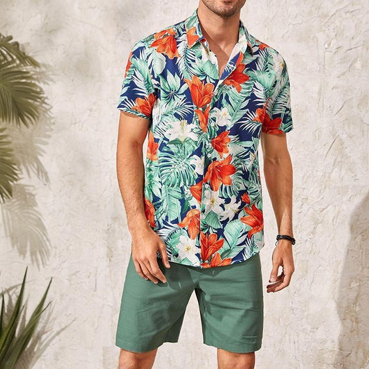 3D Printed Botanical Flower Shirt Set