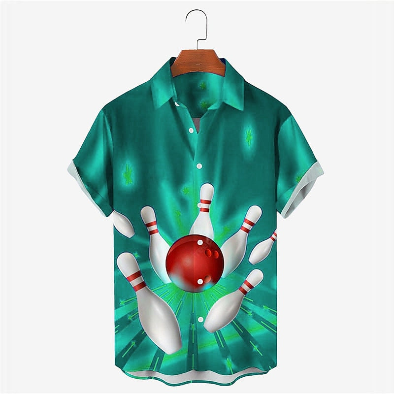 Camisa de bola de boliche Camisa abotonada de manga corta Diseñador