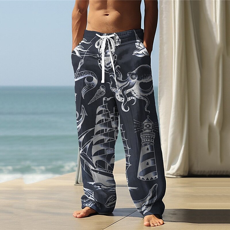 Octopus Vintage 3D Print Pants