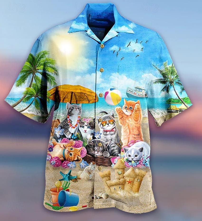 Cat Tropical Aloha Shirt