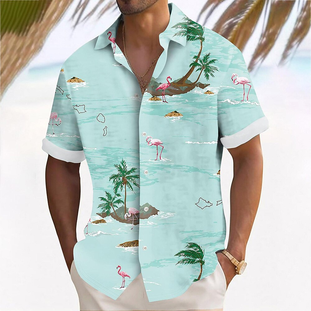 Flamingo Coconut Tree Hawaiian Shirt