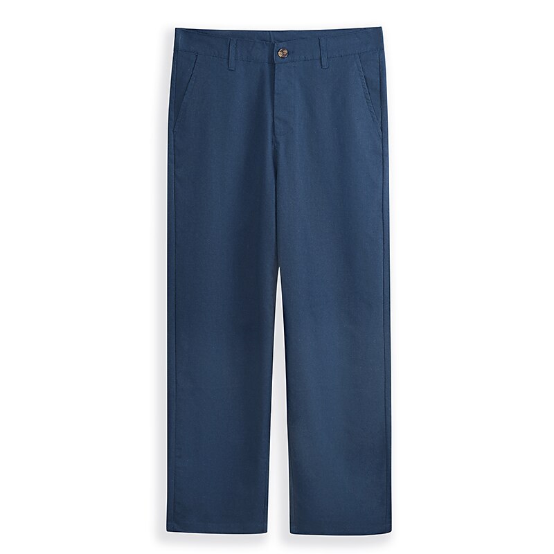 Linen Straight-Leg Dress Pants