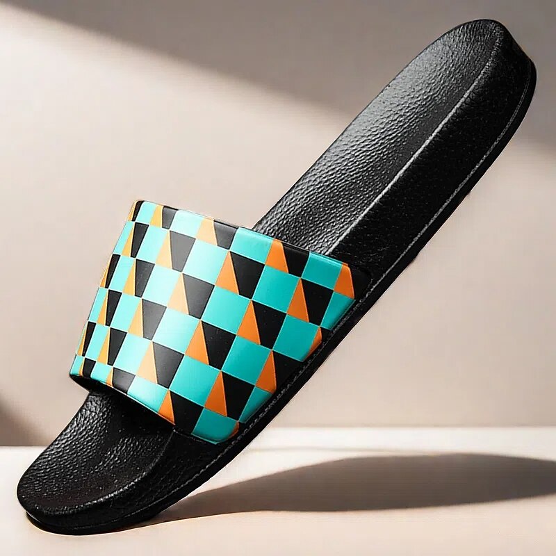 Vibrant Geometric Slide Sandals