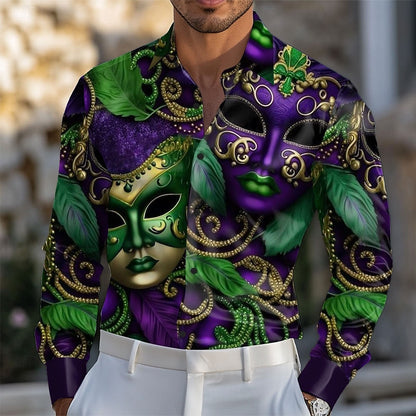 Mardi Gras Mask Satin Shirt