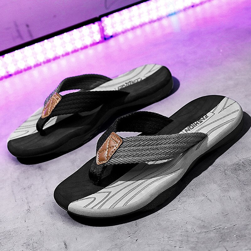 Casual Flip-Flops – Braided Straps & Textured Sole