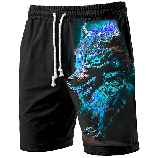 Pantalones cortos deportivos con estampado de lobo