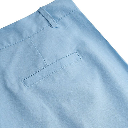 Linen Straight-Leg Business Pants