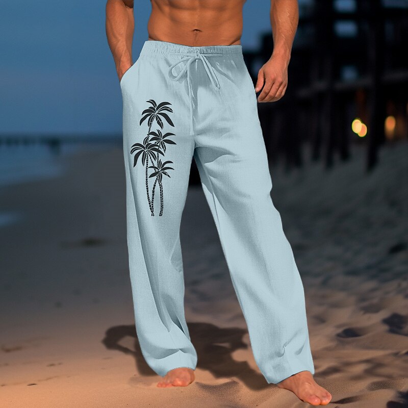 3D Coconut Tree Print Trousers