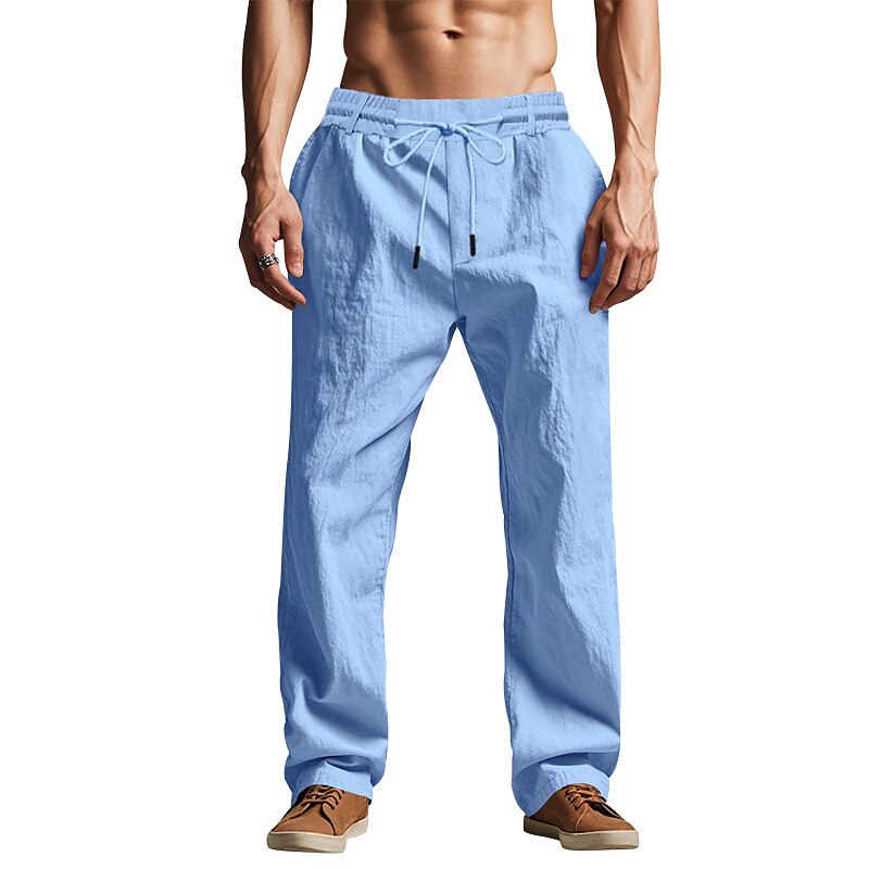 Linen Drawstring Beach Pants with Pockets