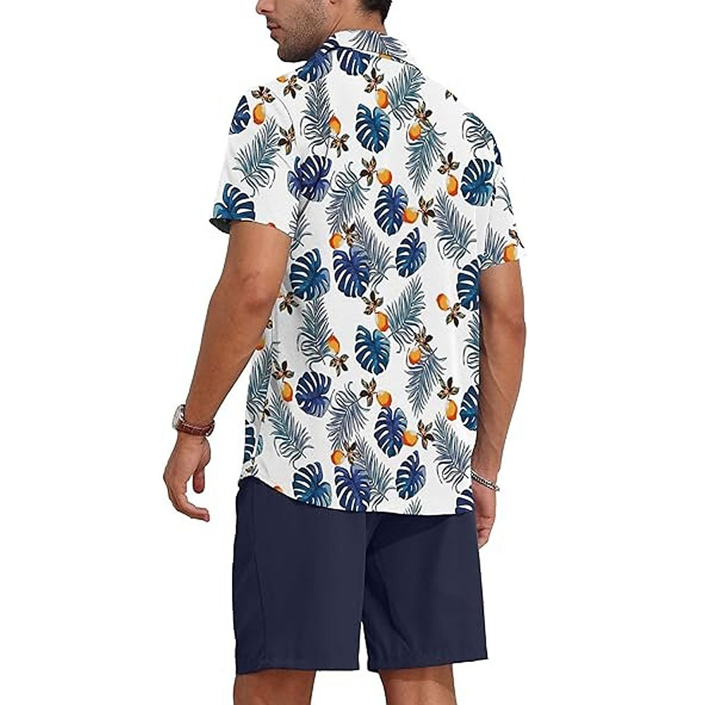 Floral Plant Summer Outdoor Casual Shirt Set