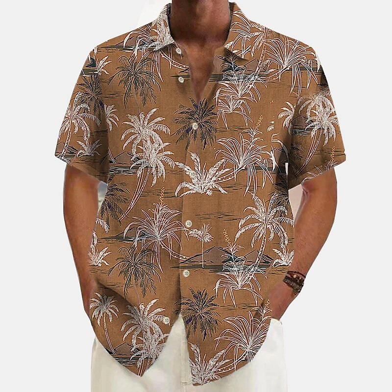 Linen Coconut Tree Hawaiian Shirt