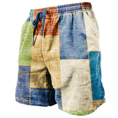 Graphic Color Block Patchwork Shorts