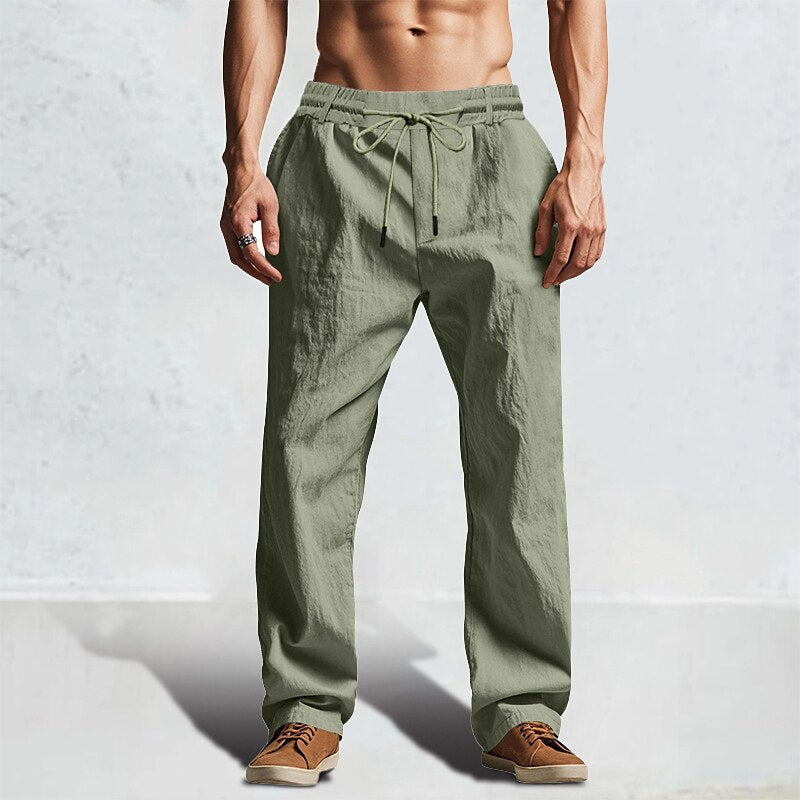 Casual Linen Drawstring Summer Trousers