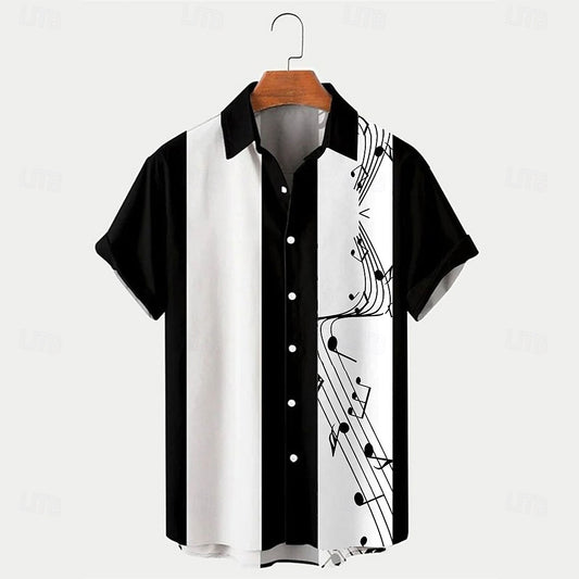 Camisa de bolos de verano con notas musicales