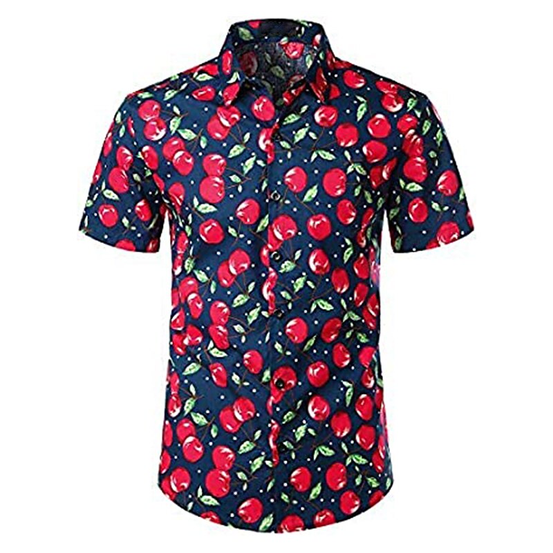 Camisa hawaiana de verano con hojas, frutas y plátanos, camisa hawaiana, camisa de manga corta