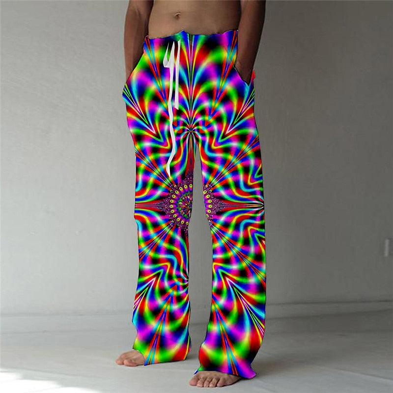 Pantalones de verano con cordón y diseño abstracto