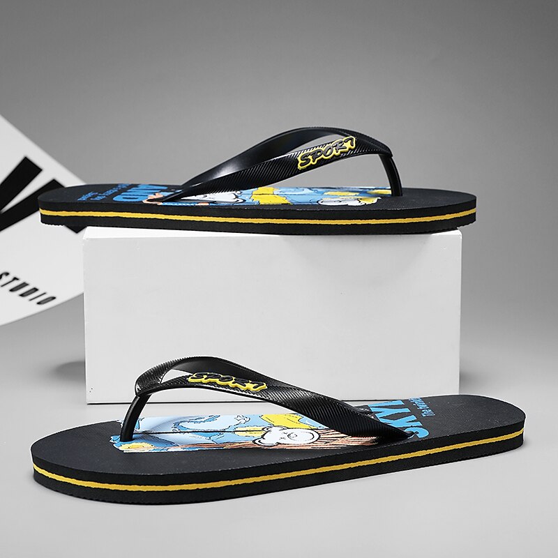 Playful Blue Cartoon Dog Flip-Flops