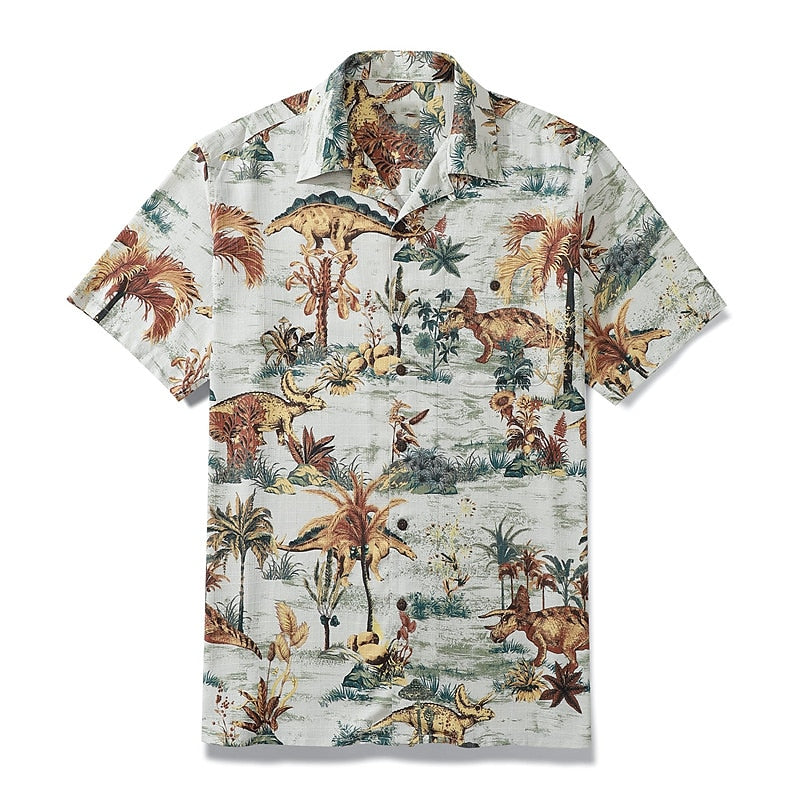 Dinosaur Coconut Tree Aloha Shirt