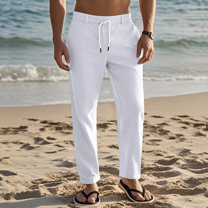 Beach Linen Elastic Waist Pants