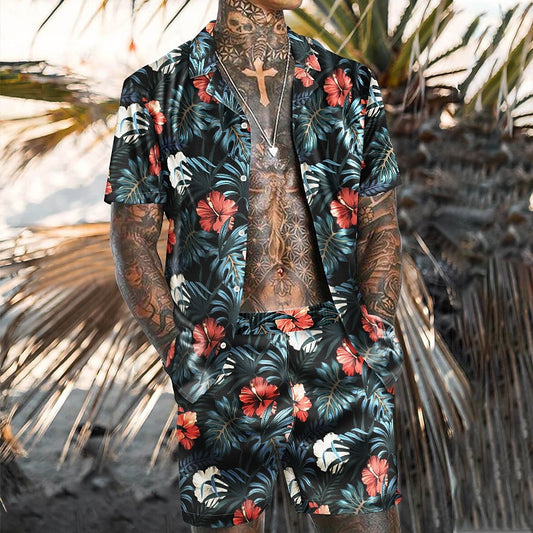 Hawaiian Floral Shirt & Shorts Set