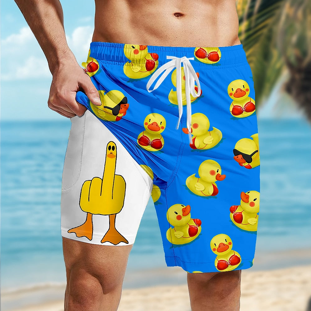 Little Yellow Duck 2-in-1 Board Shorts