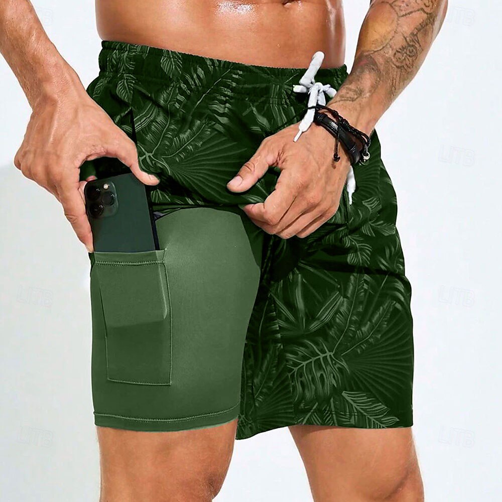 Palm Leaf Tropical 2-in-1 Board Shorts