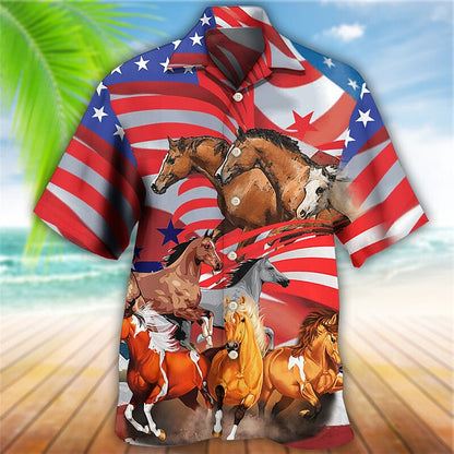 Kentucky Derby Horse American Flag Horse Racing Shirt