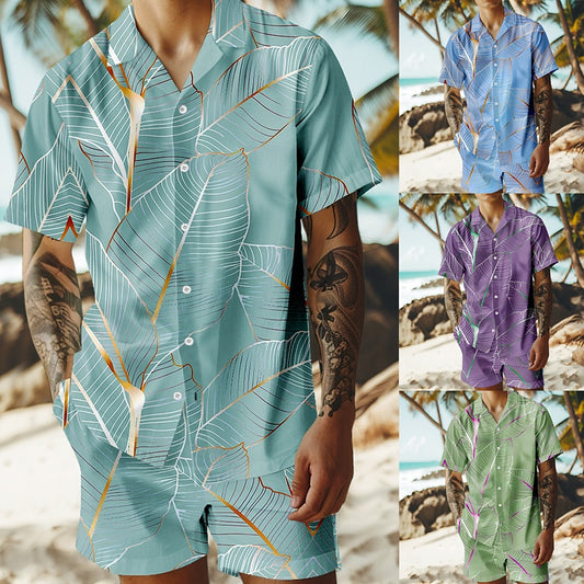 Palm Leaf Tropical Plants Shirt Set