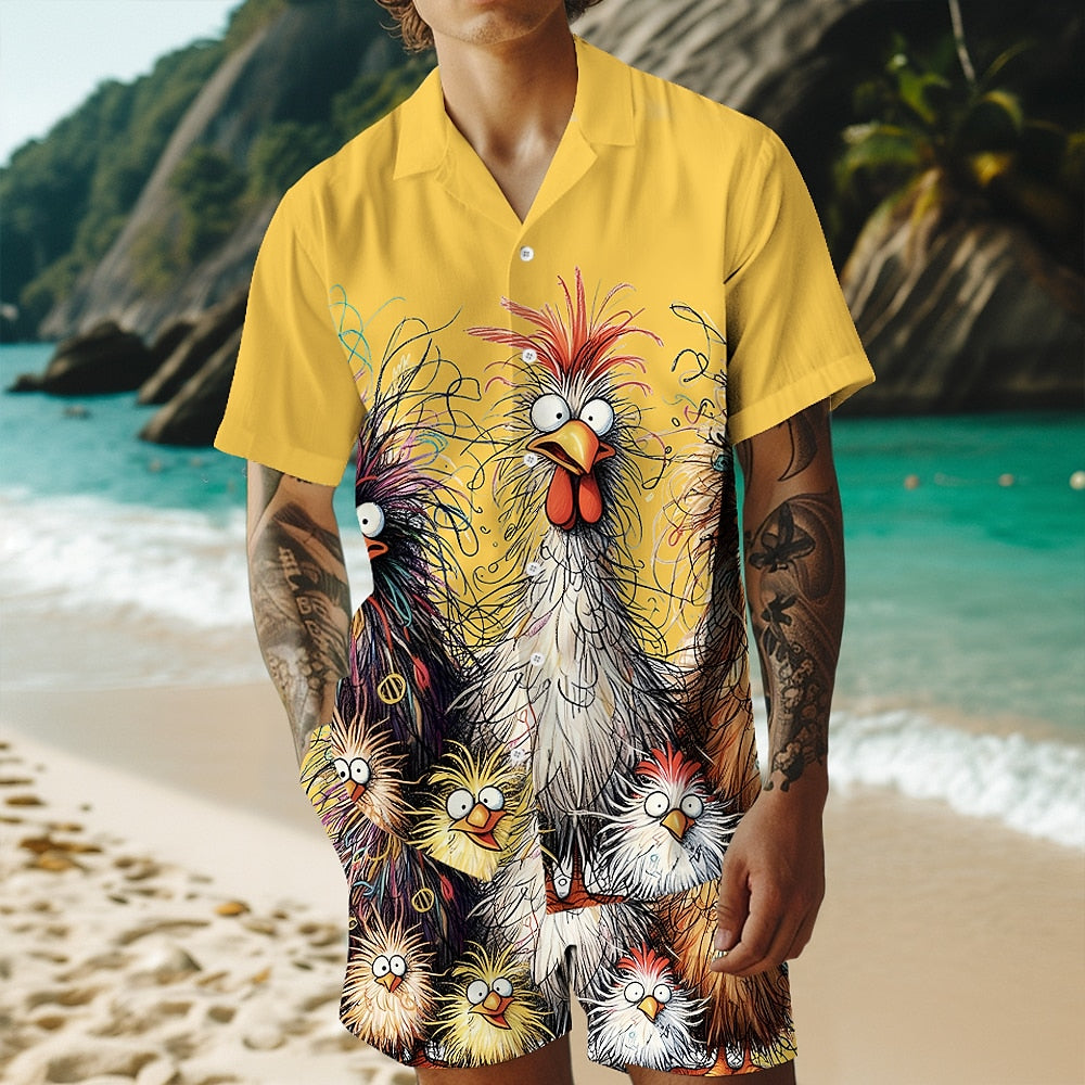 Funny Rooster Shirt and Shorts Set