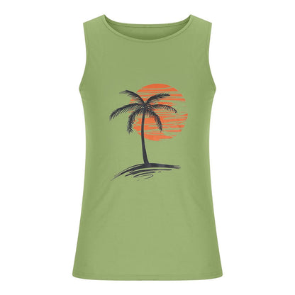 Coconut Tree V-Neck Tank Top