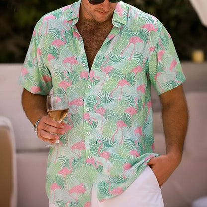 Flamingo Tropical Aloha Shirt