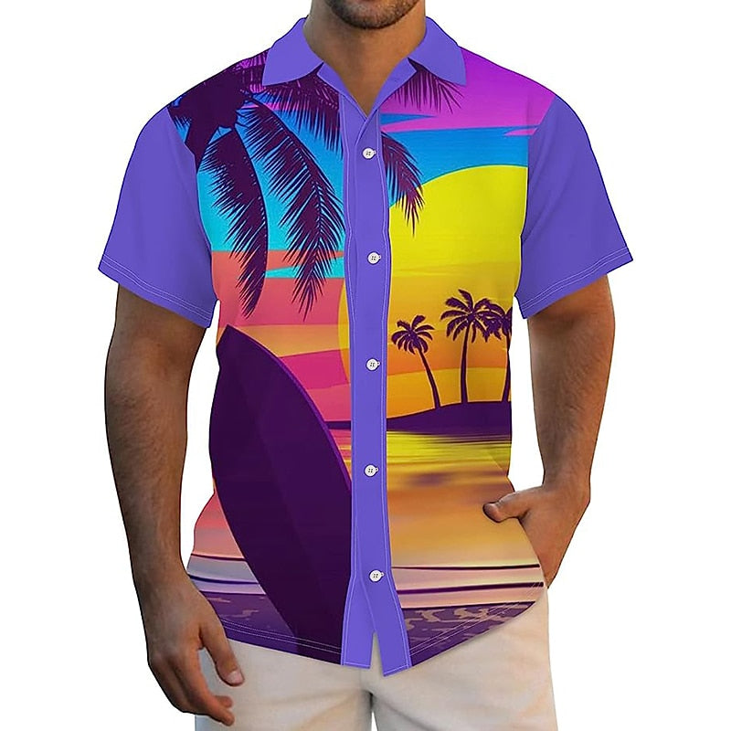 Camiseta con plantas tropicales, coche y cocotero