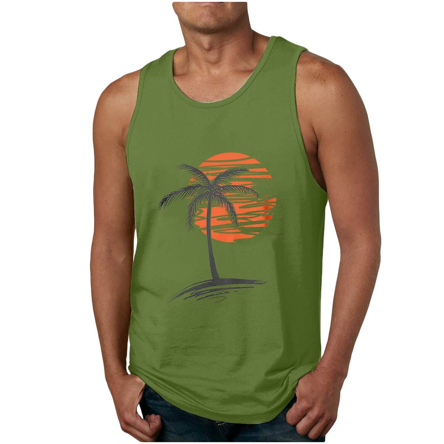 Coconut Tree V-Neck Tank Top