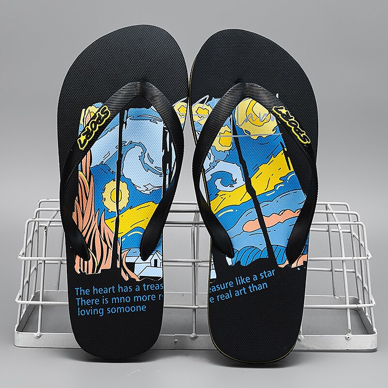 Artistic Flip-Flops – Blue & Yellow Print