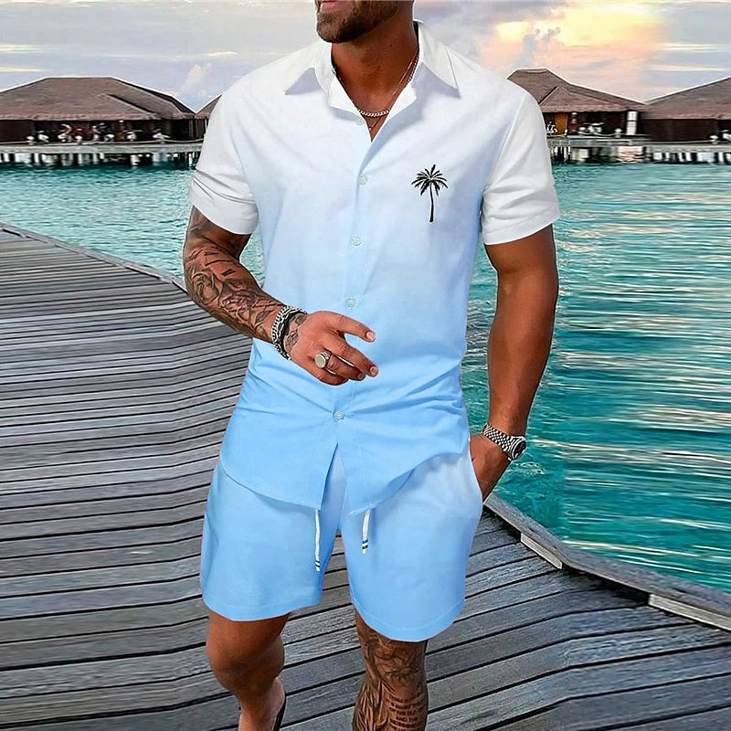 Gradient Coconut Tree 2pcs Shirts Sets